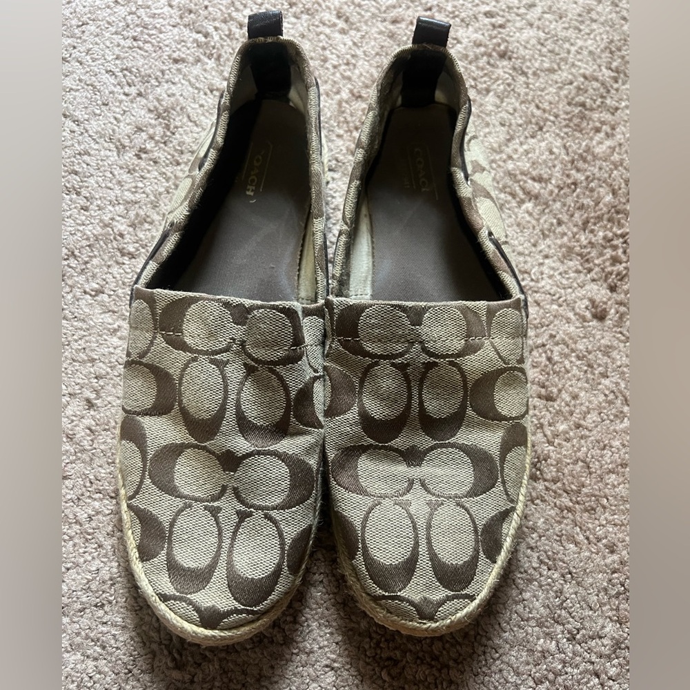 Coach Signature Patterned Espadrilles in Brown and Tan